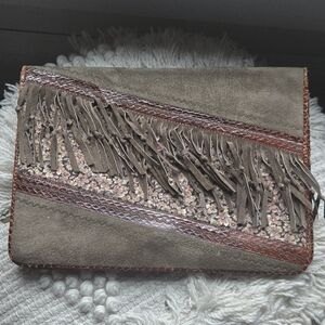Stephanie Wood England Vintage Suede Clutch